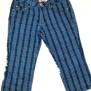 3/$12💥 Blue green purple plaid capri pants